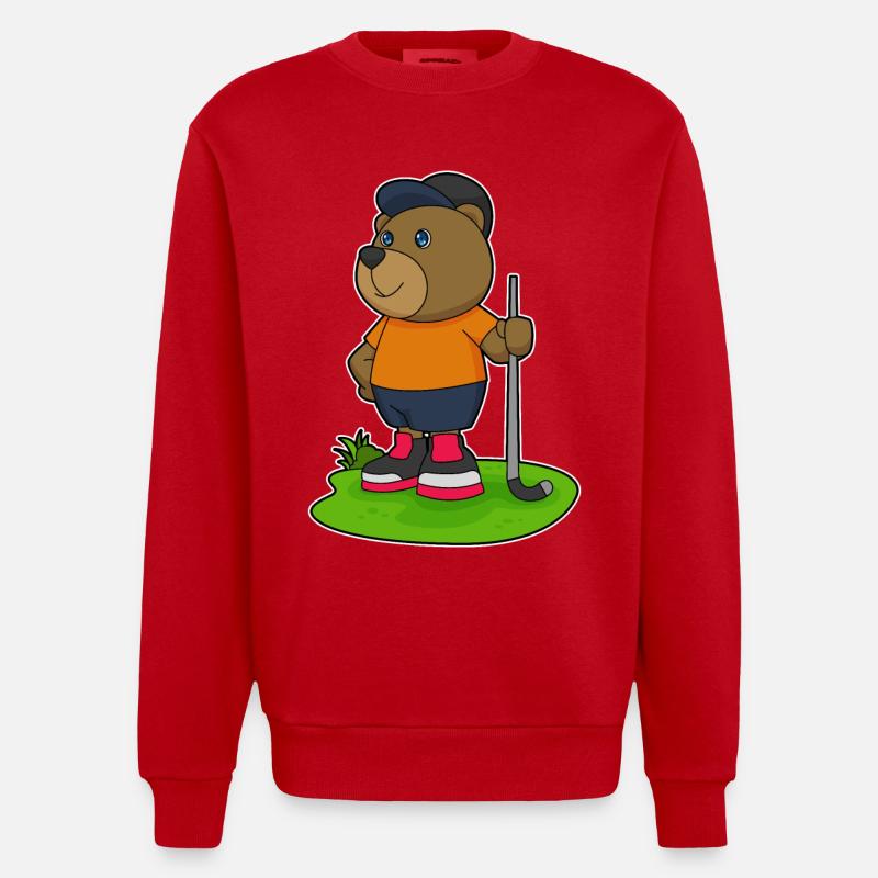 Hockey sur gazon Bear Stick - Sweat bio épais oversize fabriqué en UE - rouge