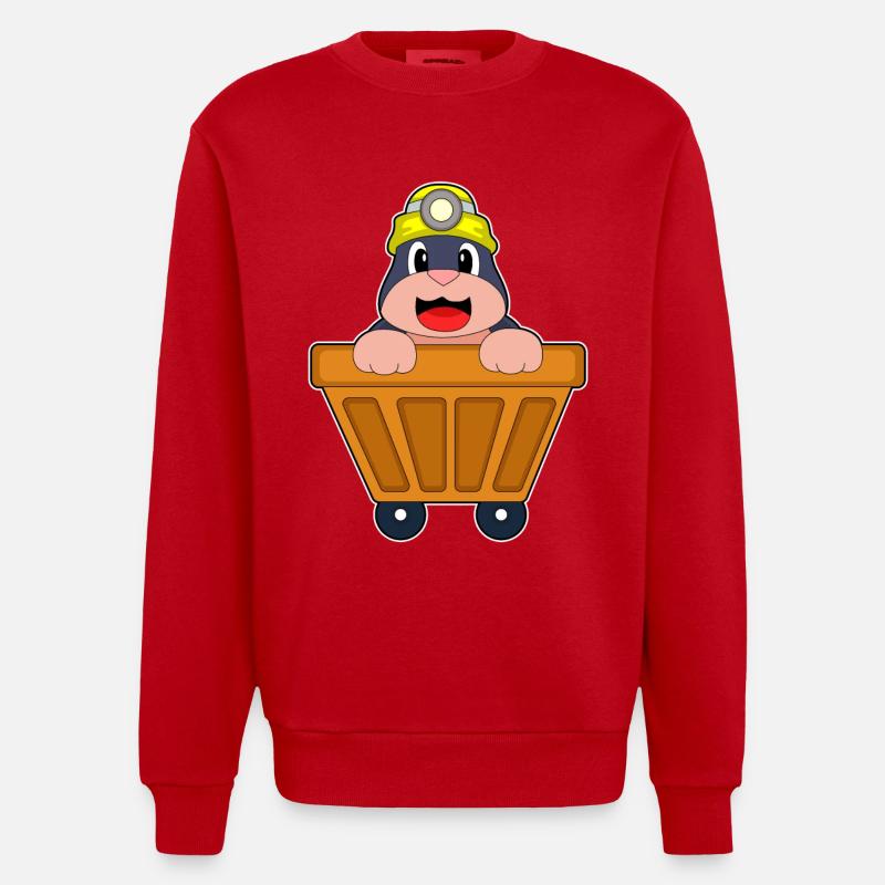 Maulwurf Bergbau Container - Heavyweight Oversized Organic Crew Neck Made in EU - Rot