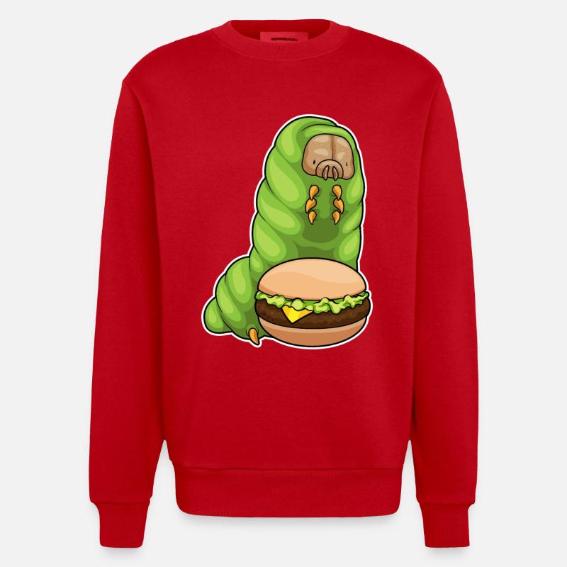 Raupe Cheeseburger - Heavyweight Oversized Organic Crew Neck Made in EU - Rot