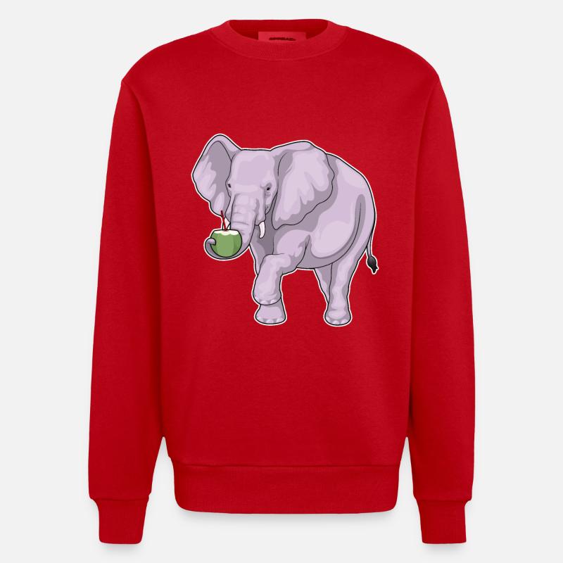 Éléphant Noix de - Sweat bio épais oversize fabriqué en UE - rouge