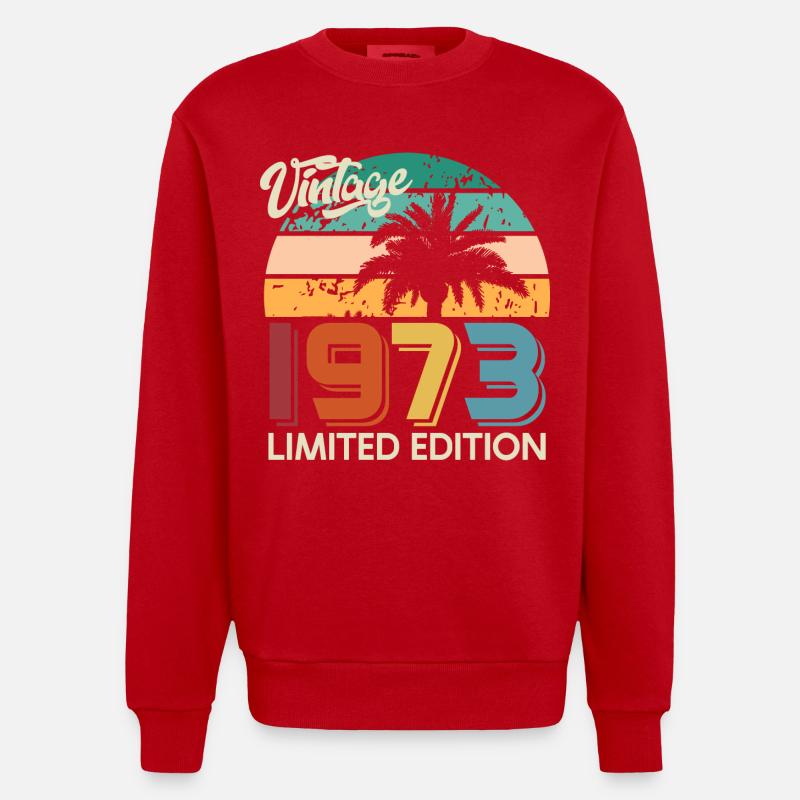 Millésime 1973 Palmiers Edition Limitée - Sweat bio épais oversize fabriqué en UE - rouge