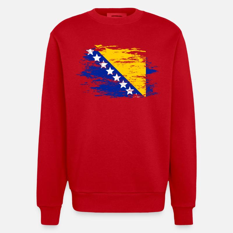 Drapeau bosnien utilisé - Sweat bio épais oversize fabriqué en UE - rouge