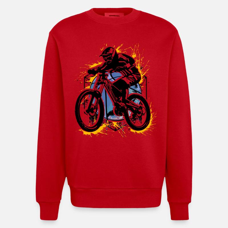 VTT VTT - VTT - Rétro Cycling - Sweat bio épais oversize fabriqué en UE - rouge