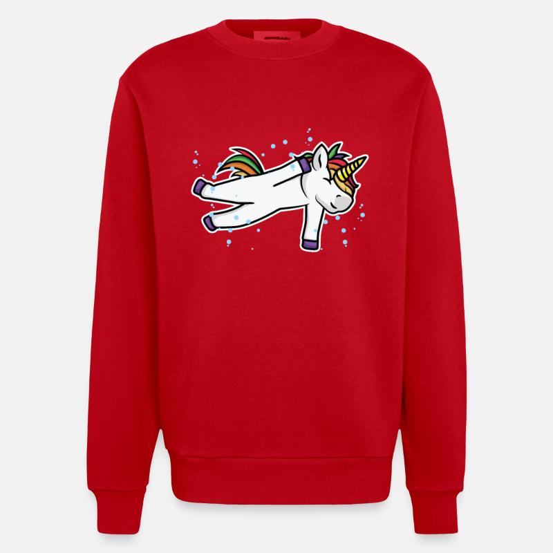 Licorne nageuse - Sweat bio épais oversize fabriqué en UE - rouge