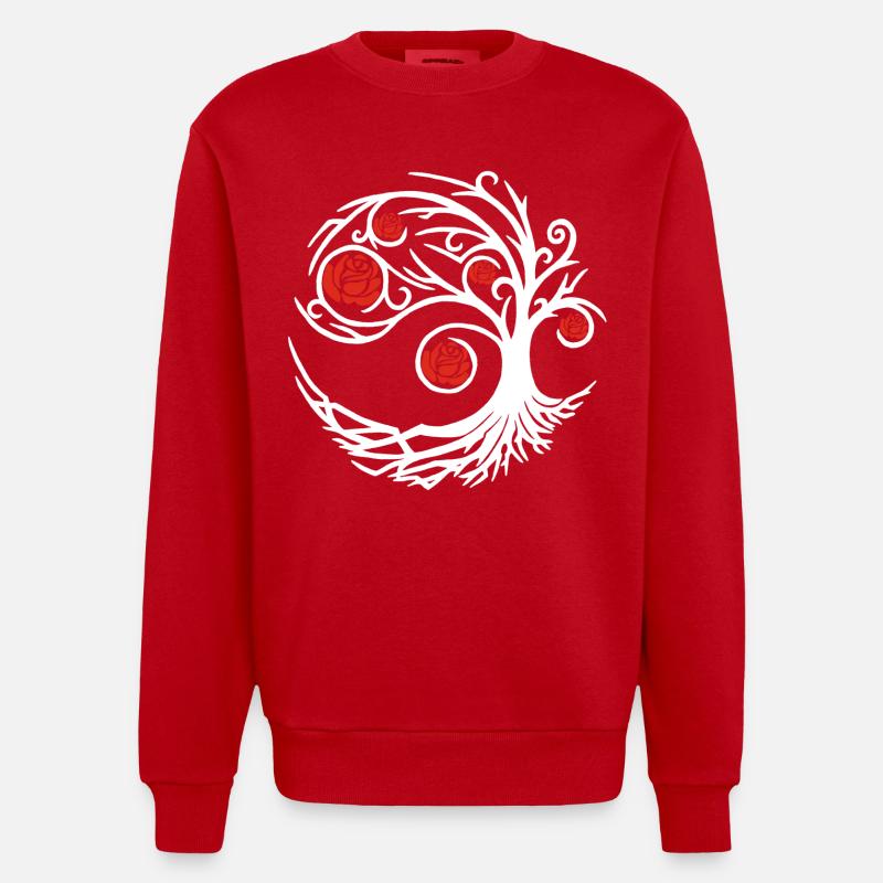 Rosier blanc étrange - Sweat bio épais oversize fabriqué en UE - rouge