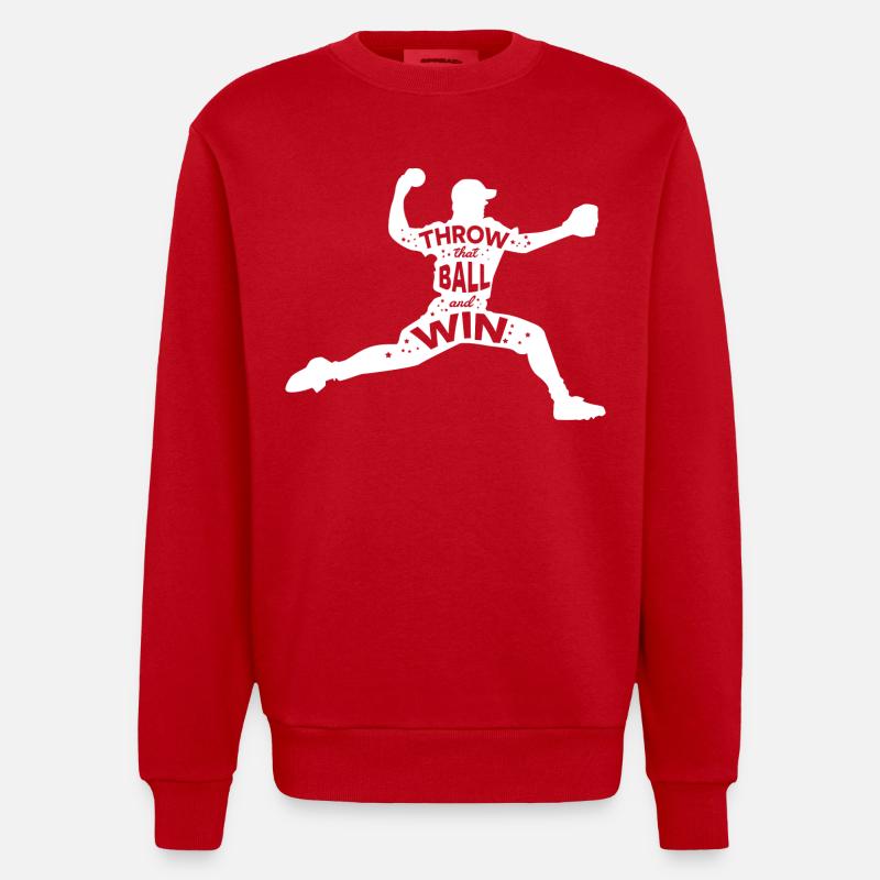 Baseball Spruch - Heavyweight Oversized Organic Crew Neck Made in EU - Rot