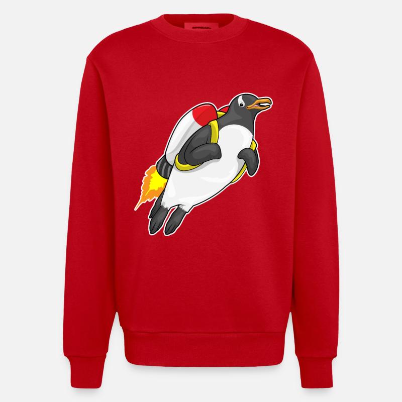Pingouin volant jetpack - Sweat bio épais oversize fabriqué en UE - rouge