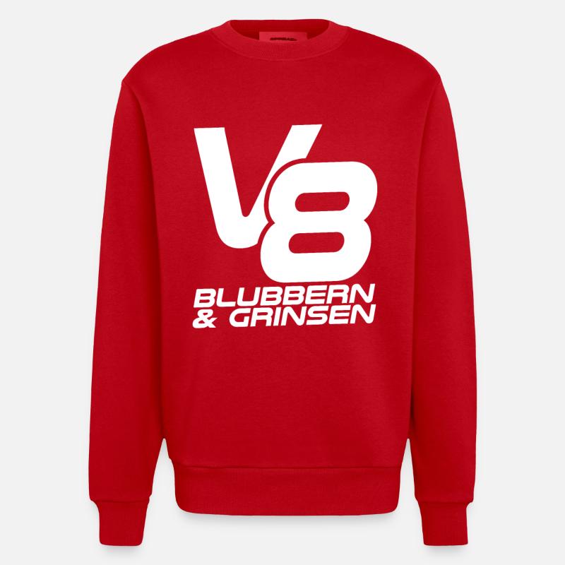 V8 - Blubbern & Grinsen - Heavyweight Oversized Organic Crew Neck Made in EU - Rot