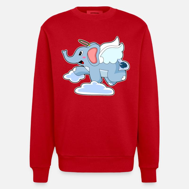 Nuages d’anges éléphants - Sweat bio épais oversize fabriqué en UE - rouge