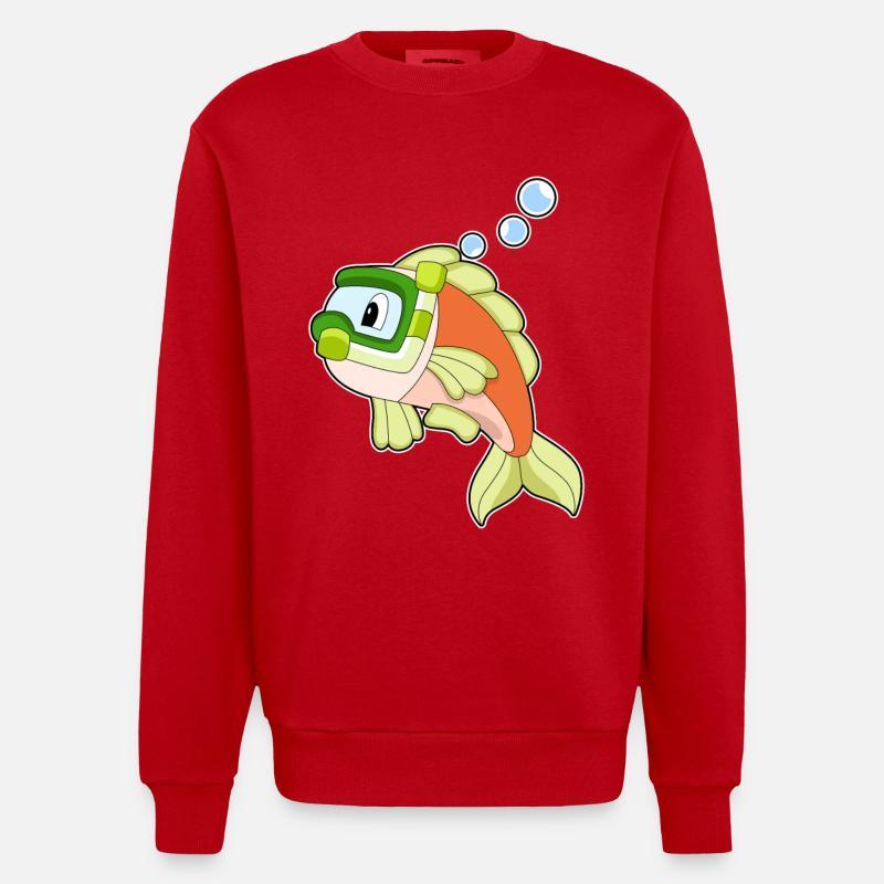 Poisson Natation Snorkel - Sweat bio épais oversize fabriqué en UE - rouge