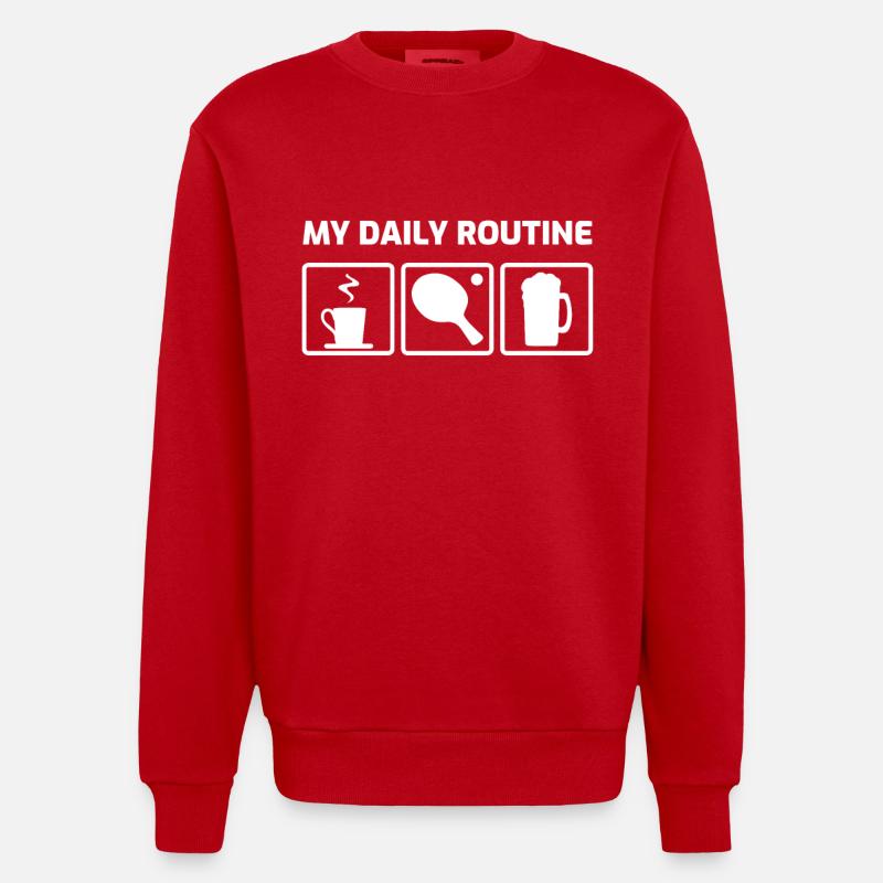 Routine de tennis de table - Sweat bio épais oversize fabriqué en UE - rouge