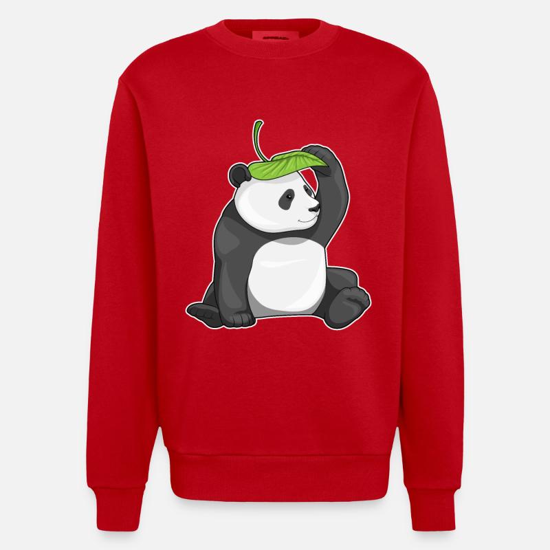 Panda Leaf - Sweat bio épais oversize fabriqué en UE - rouge