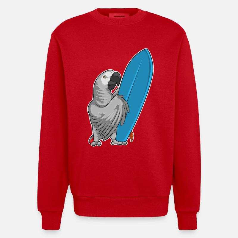 Parrot surf board Summer - Sweat bio épais oversize fabriqué en UE - rouge