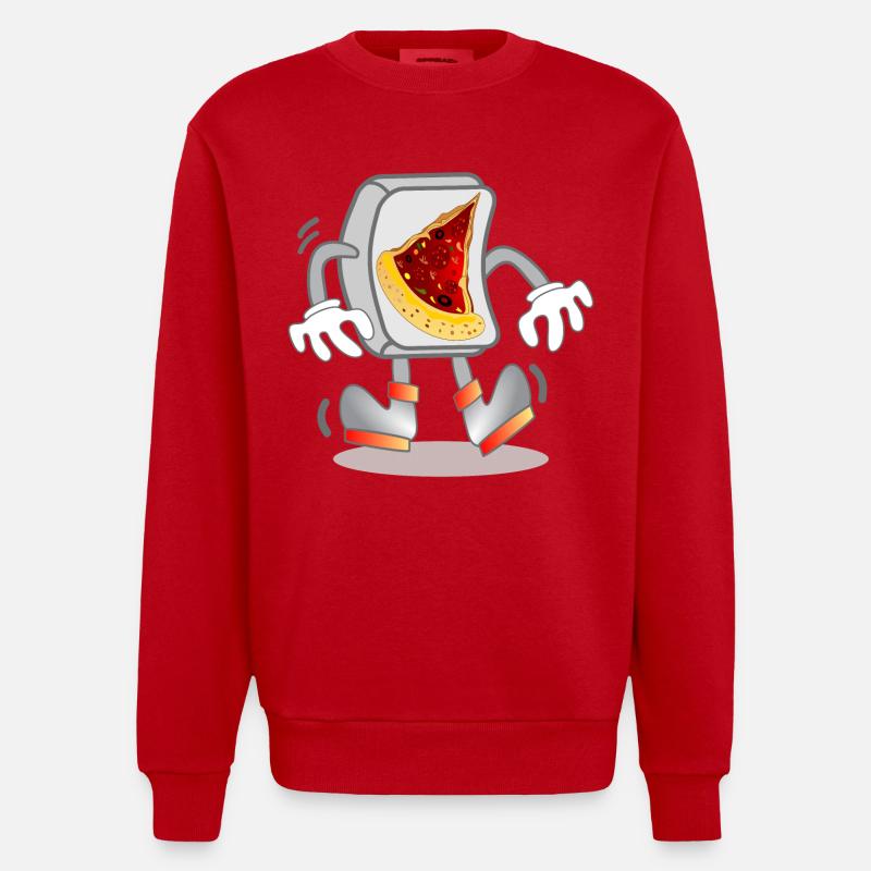 Computer - PIZZA ORDER - Heavyweight Oversized Organic Crew Neck Made in EU - red
