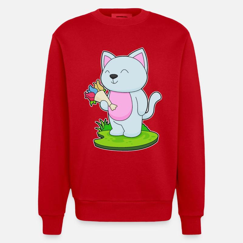 Bouquet de chat - Sweat bio épais oversize fabriqué en UE - rouge