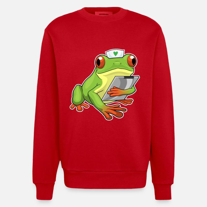 Frosch Krankenschwester - Heavyweight Oversized Organic Crew Neck Made in EU - Rot