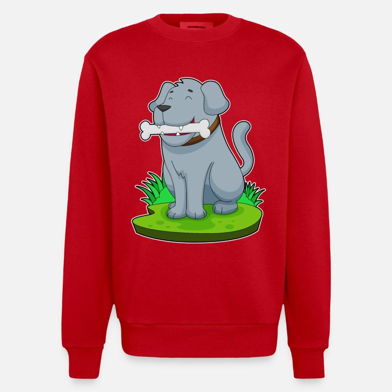 Hund Knochen - Heavyweight Oversized Organic Crew Neck Made in EU - Rot