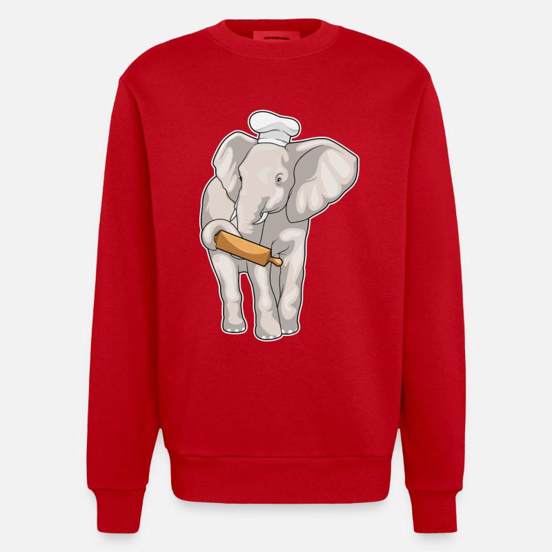 Elephant Baker Pasta Wood - Sweat bio épais oversize fabriqué en UE - rouge