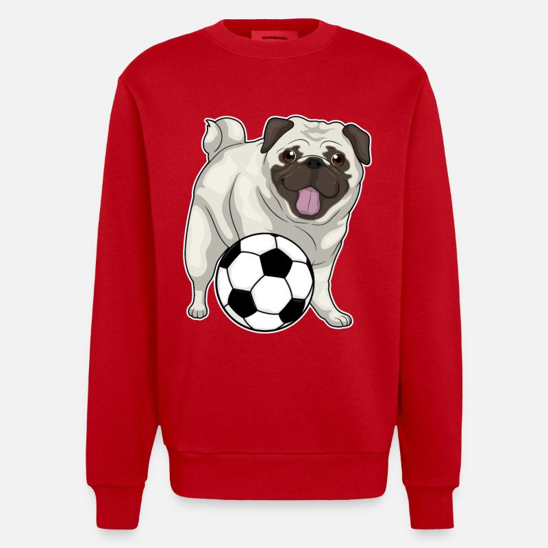 Pug Soccer Player Soccer - Sweat bio épais oversize fabriqué en UE - rouge