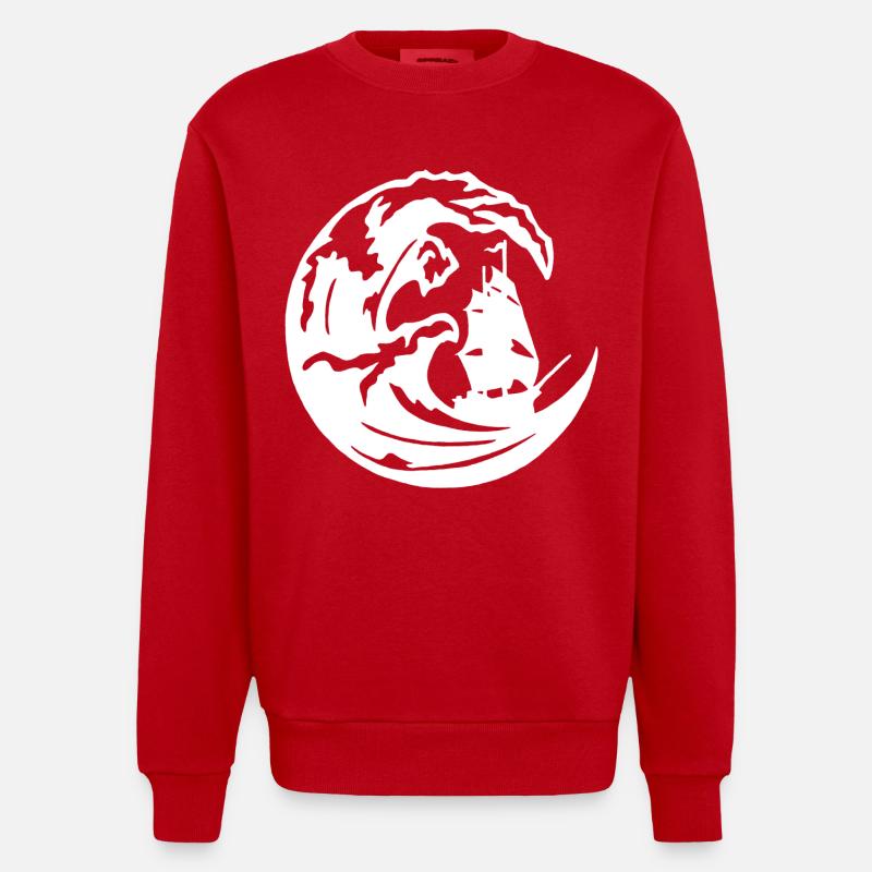 The Great White Wave - Heavyweight Oversized Organic Crew Neck Made in EU - red