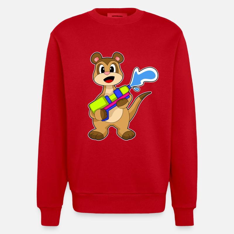 Erdmännchen Wasserpistole - Heavyweight Oversized Organic Crew Neck Made in EU - Rot