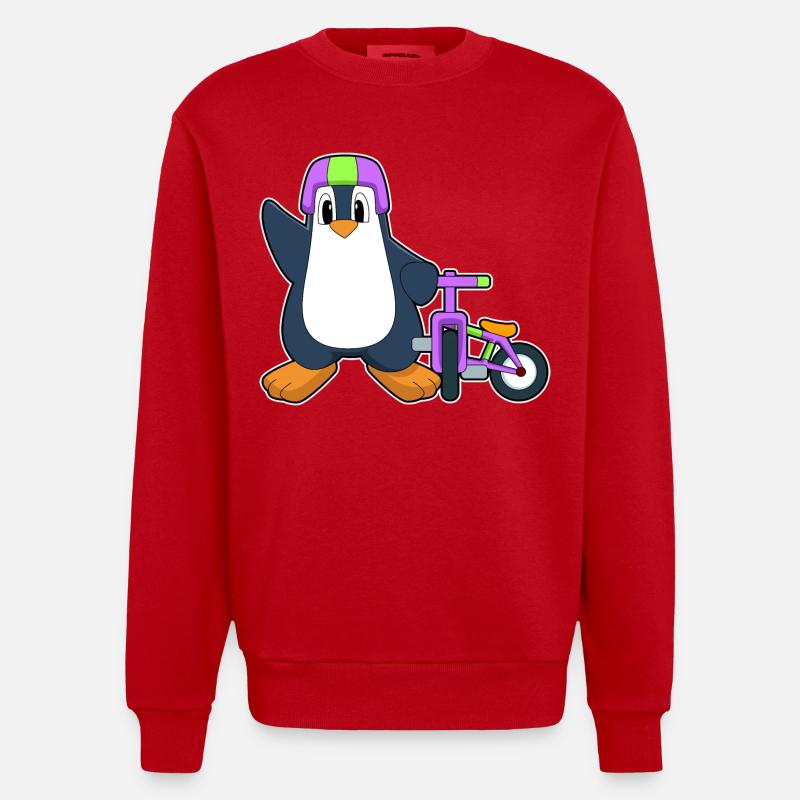 Vélo Pingouin - Sweat bio épais oversize fabriqué en UE - rouge