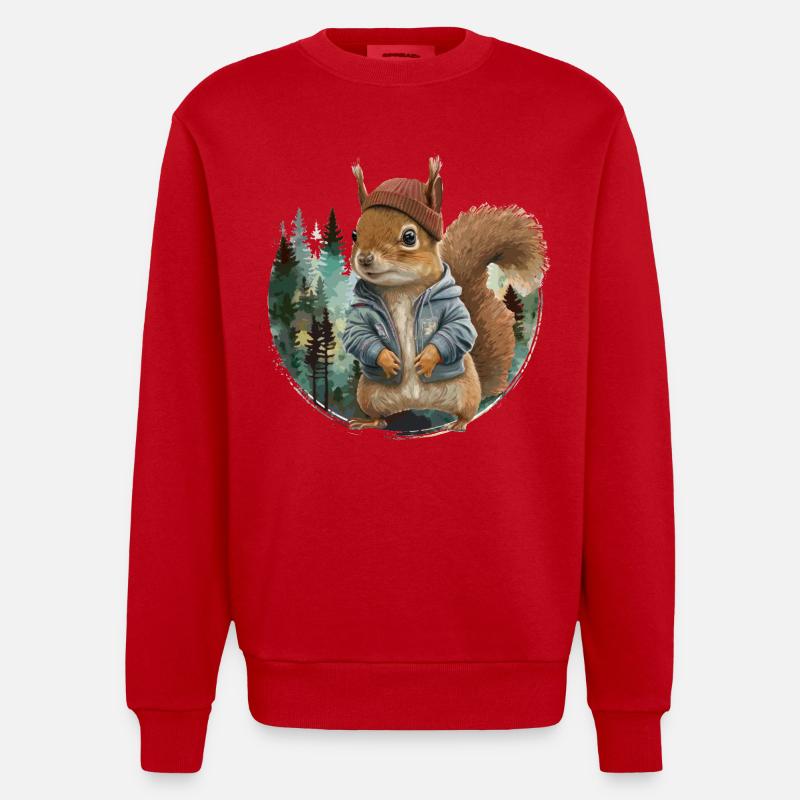 Niedliches Eichhörnchen - Heavyweight Oversized Organic Crew Neck Made in EU - Rot