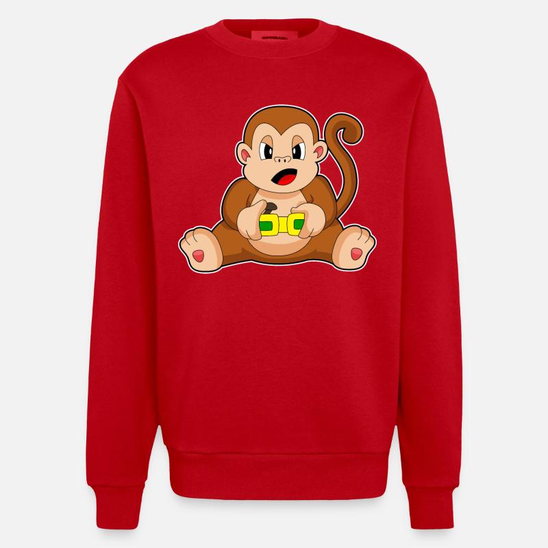 Affe Gamer Controller - Heavyweight Oversized Organic Crew Neck Made in EU - Rot