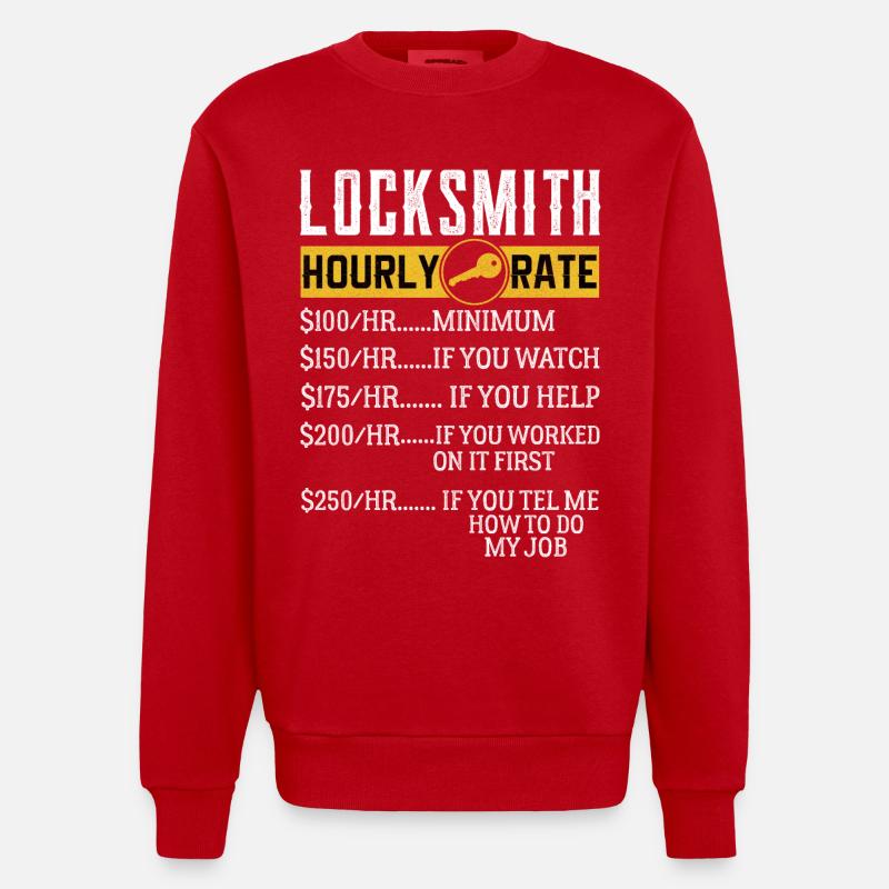 Locksmith Hourly rates Locksmith - Heavyweight Oversized Organic Crew Neck Made in EU - red