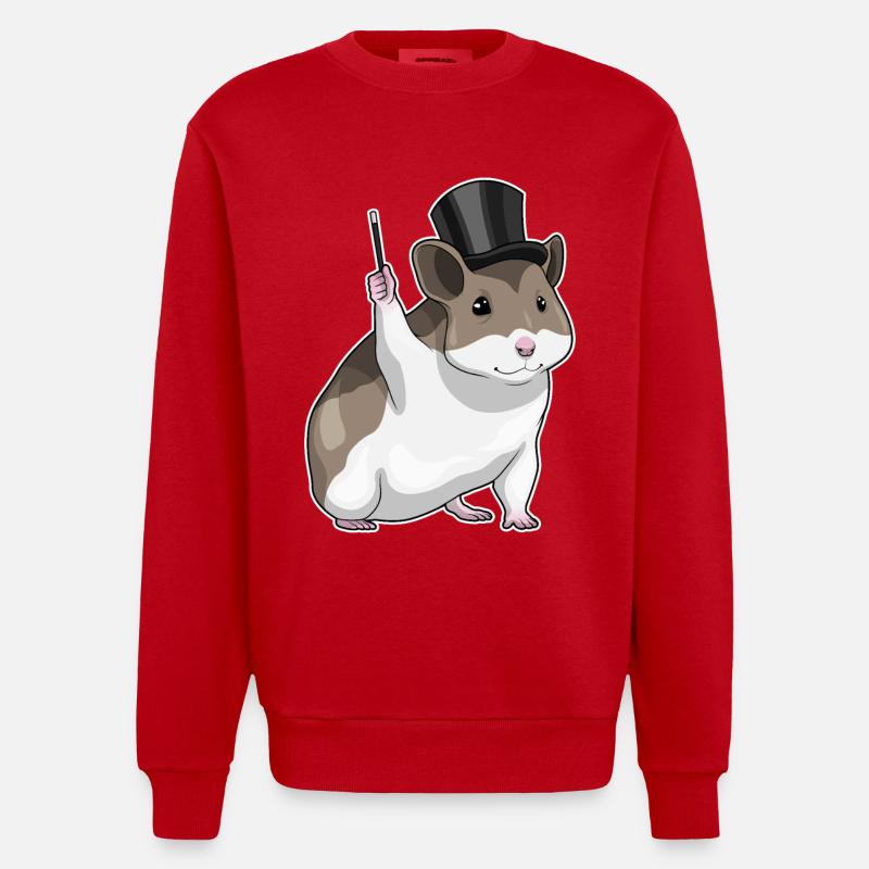 Hamster Zauberer Zauberstab - Heavyweight Oversized Organic Crew Neck Made in EU - Rot