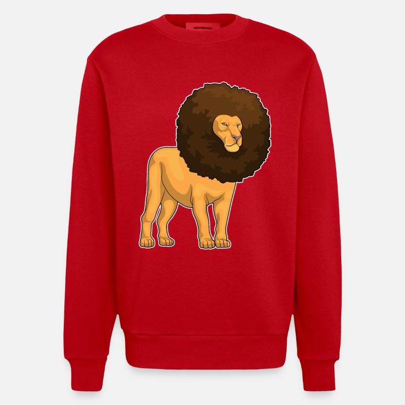 Löwe Afro Haare - Heavyweight Oversized Organic Crew Neck Made in EU - Rot