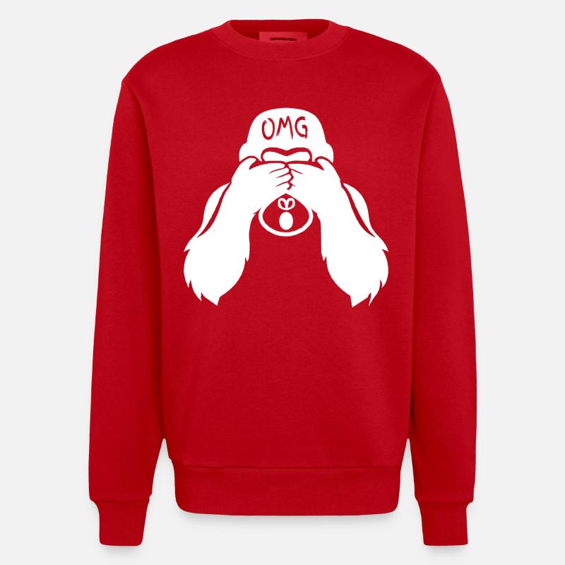 Witziger Gorilla OMG Affe - Heavyweight Oversized Organic Crew Neck Made in EU - Rot
