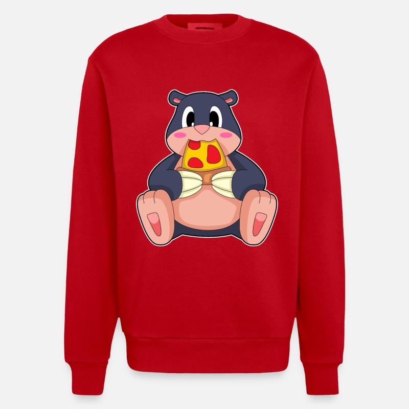 Maulwurf Pizza - Heavyweight Oversized Organic Crew Neck Made in EU - Rot