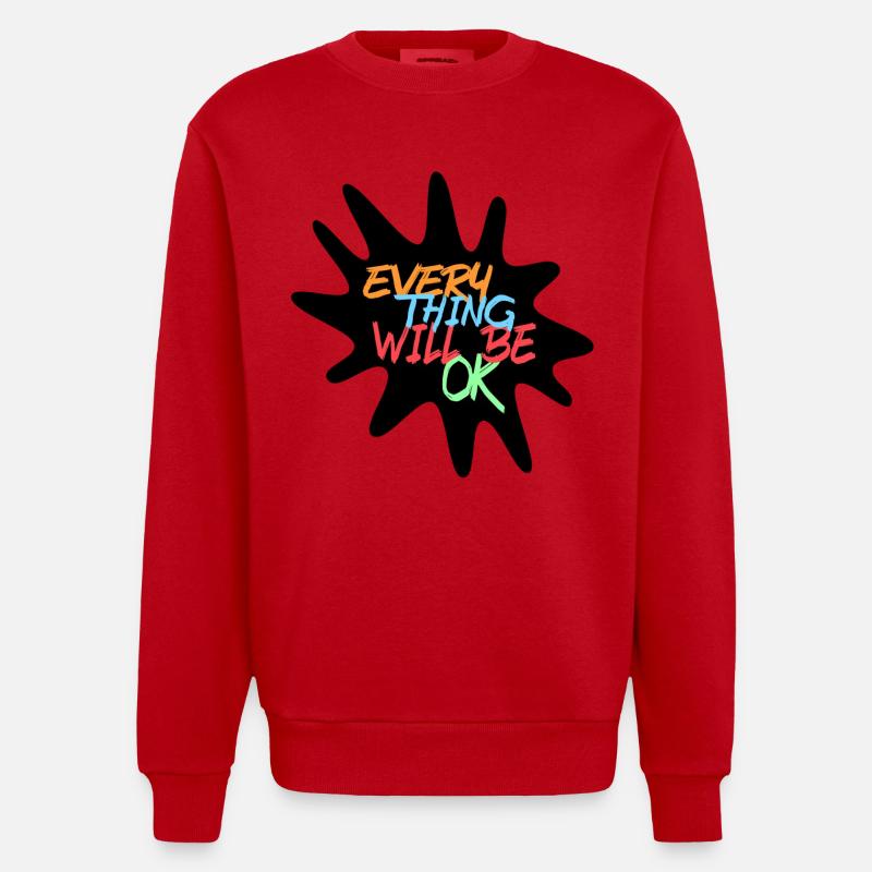 Alles wird gut! Alles wird gut # - Heavyweight Oversized Organic Crew Neck Made in EU - Rot