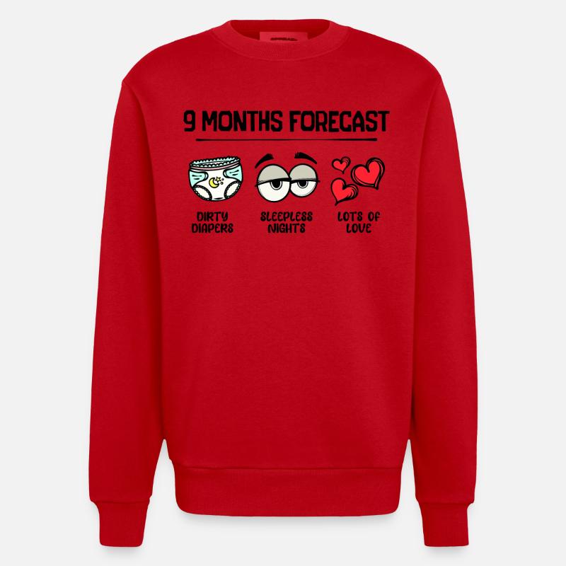 Geburt Herz Schwanger Statement Elternteil Baby - Heavyweight Oversized Organic Crew Neck Made in EU - Rot