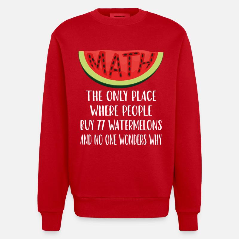 Mathématiques et pastèques amusants - Sweat bio épais oversize fabriqué en UE - rouge