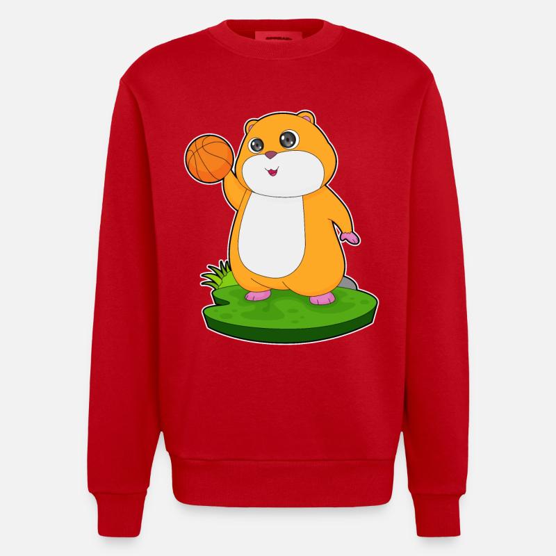 Hamster Basketteur Basketteur - Sweat bio épais oversize fabriqué en UE - rouge
