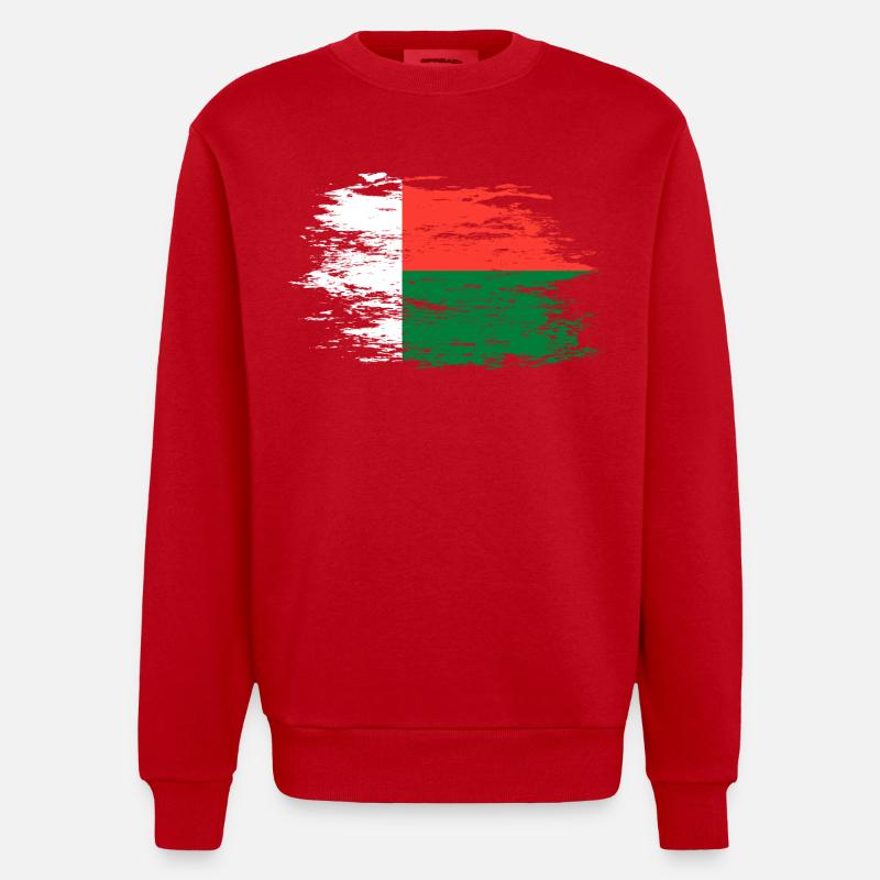 Drapeau de Madagascar utilisé - Sweat bio épais oversize fabriqué en UE - rouge