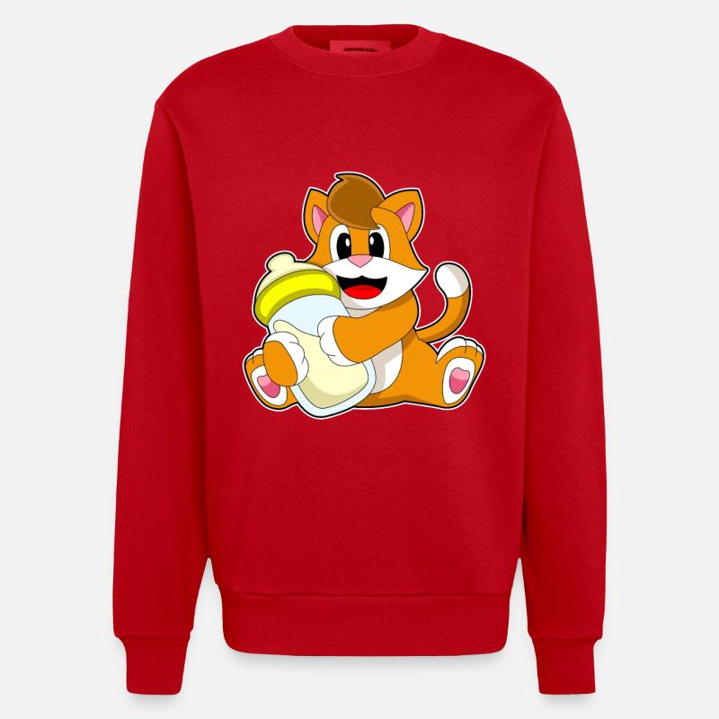 Lait biberon pour chat - Sweat bio épais oversize fabriqué en UE - rouge