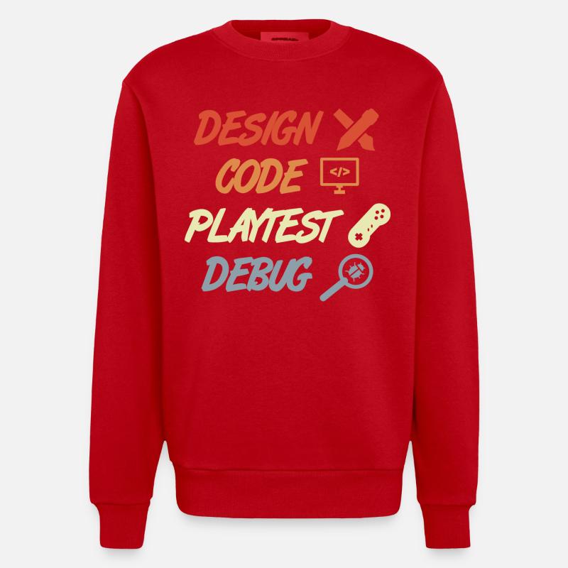 Game Development Process - Heavyweight Oversized Organic Crew Neck Made in EU - red