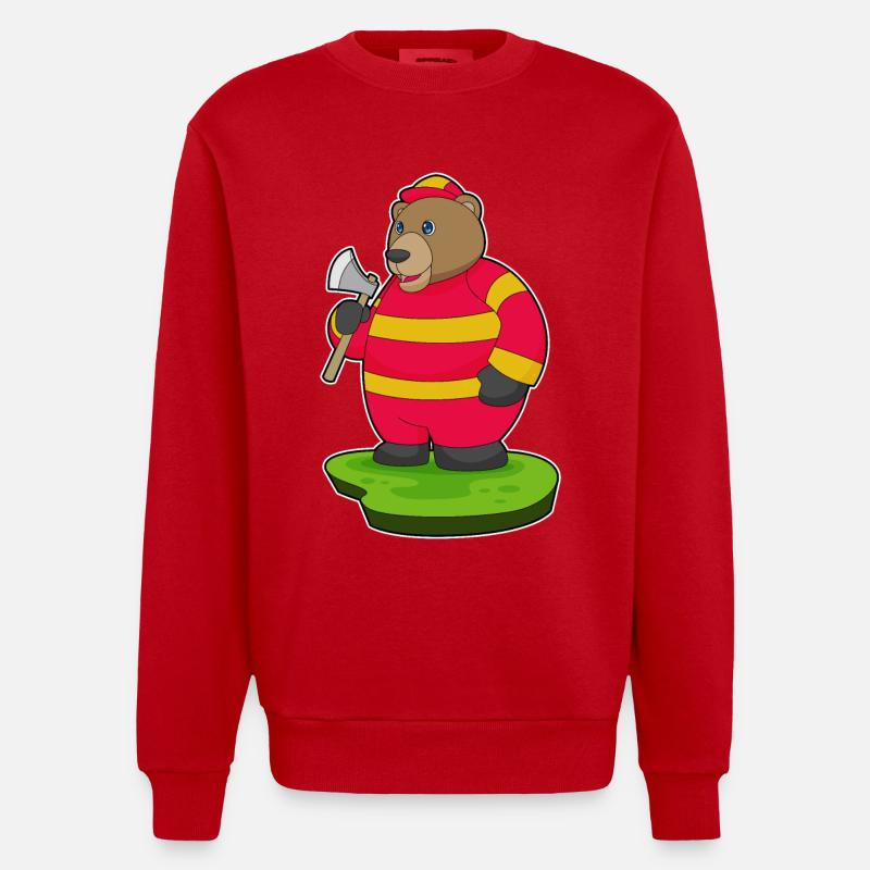 Hache de pompier ours - Sweat bio épais oversize fabriqué en UE - rouge
