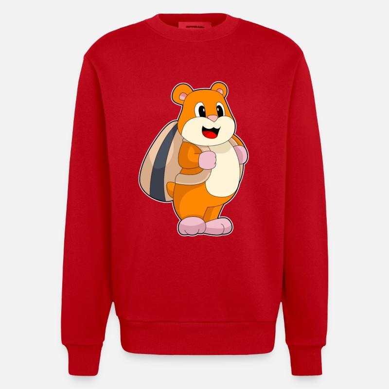Hamster Samen Rucksack - Heavyweight Oversized Organic Crew Neck Made in EU - Rot