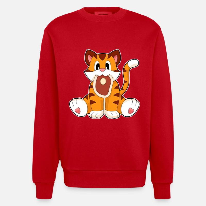Tiger Fleisch - Heavyweight Oversized Organic Crew Neck Made in EU - Rot