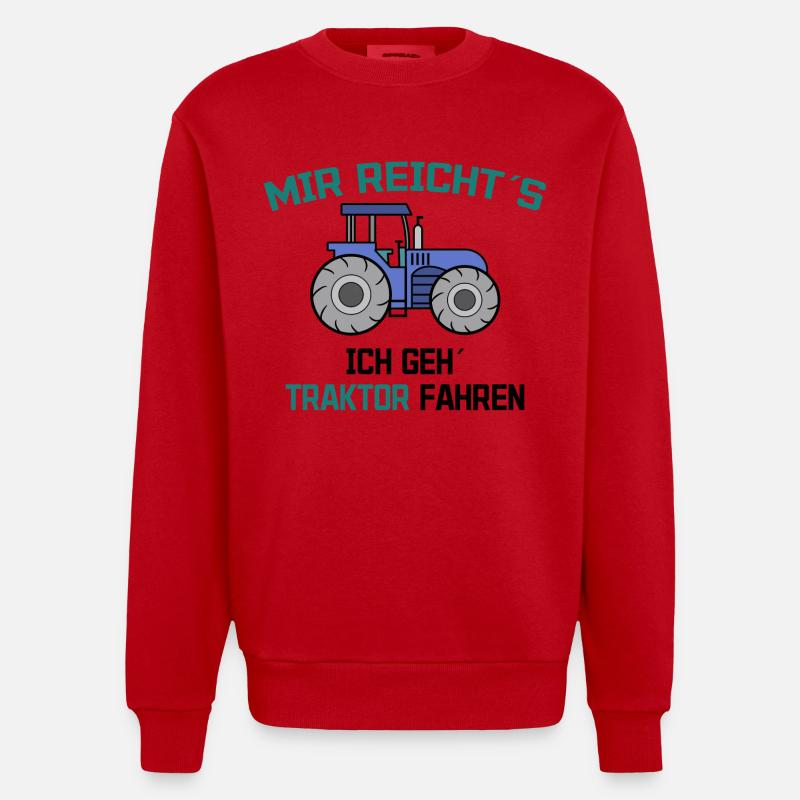 Traktor Statement Bauer Ackerbau Kraftfahrzeug - Heavyweight Oversized Organic Crew Neck Made in EU - Rot