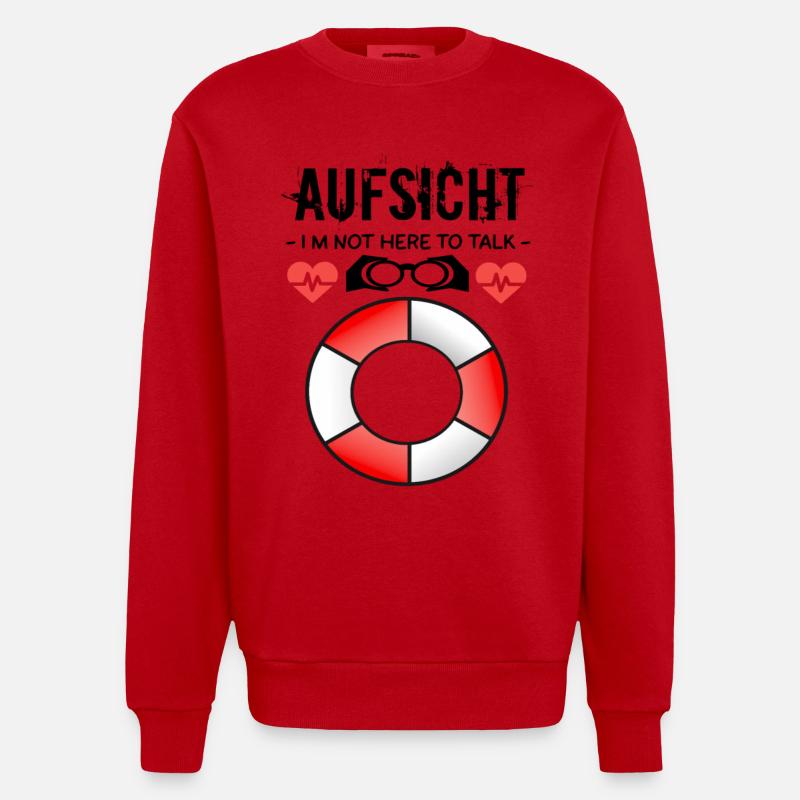 Supervision - Bathing supervision - Heavyweight Oversized Organic Crew Neck Made in EU - red