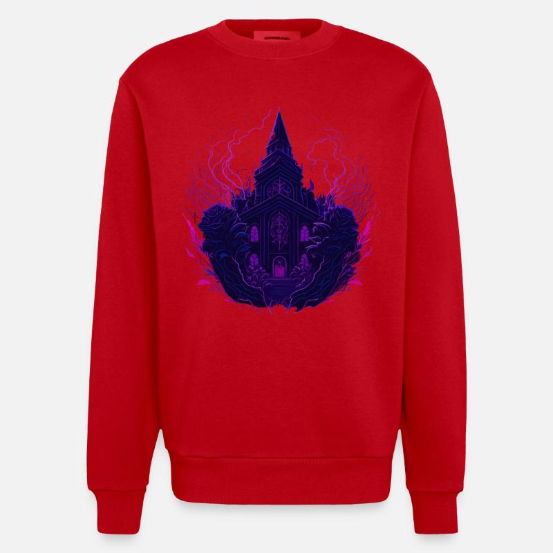 Nuits mystiques au néon pourpre - Sweat bio épais oversize fabriqué en UE - rouge