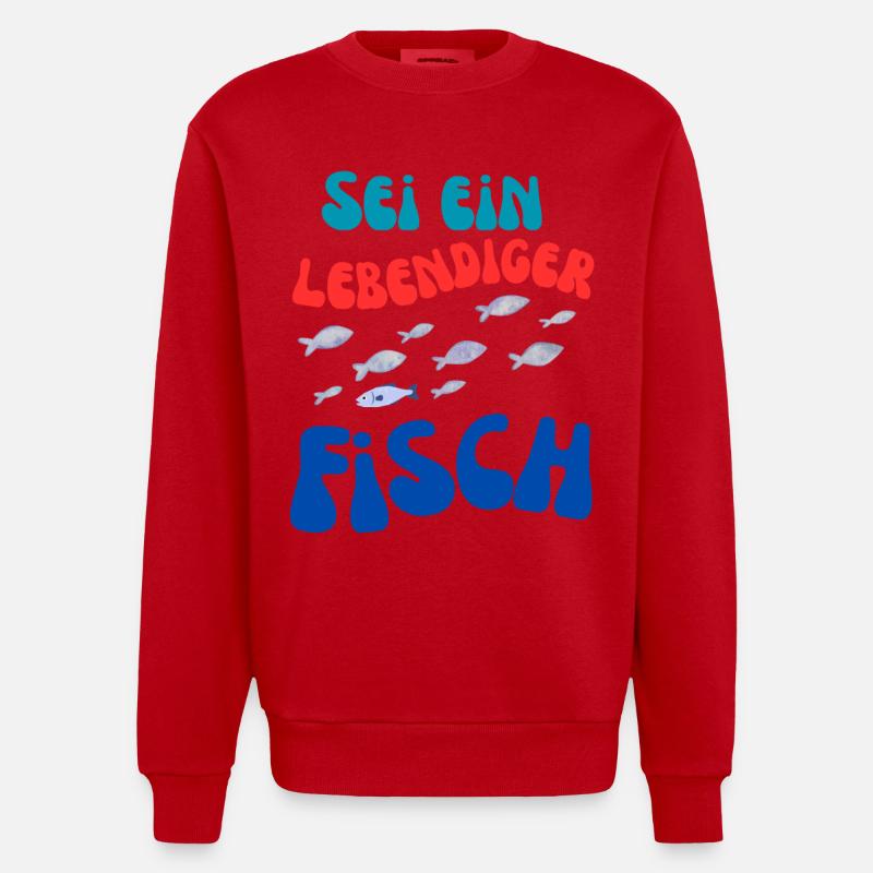 Sei Ein Lebendiger Fisch - Heavyweight Oversized Organic Crew Neck Made in EU - Rot