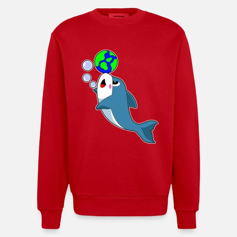 Terre de dauphins - Sweat bio épais oversize fabriqué en UE - rouge