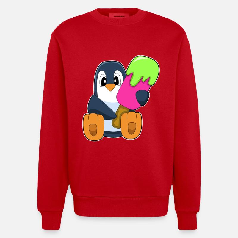 Popsicle pingouin - Sweat bio épais oversize fabriqué en UE - rouge