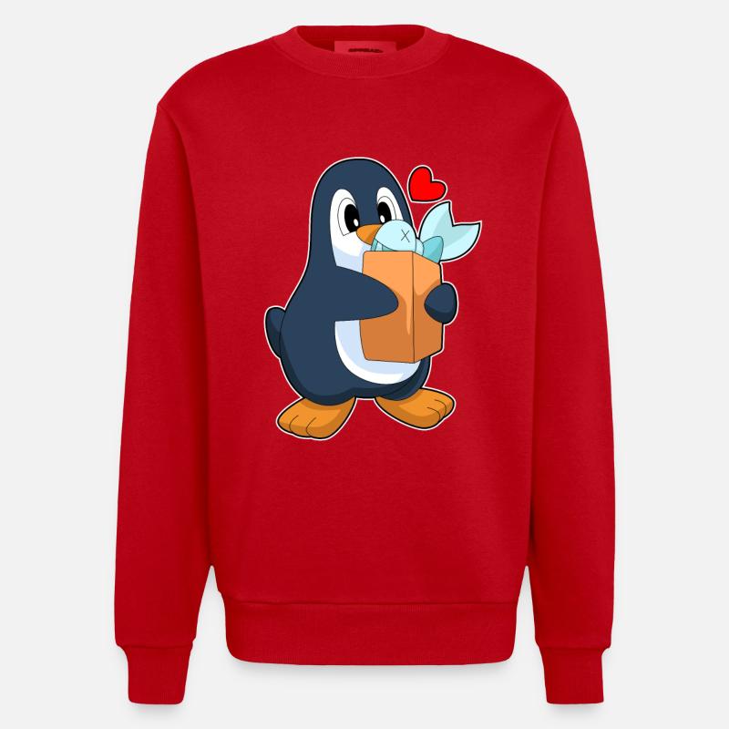 Poisson manchot - Sweat bio épais oversize fabriqué en UE - rouge